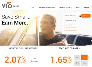 How viobank.com looks like on a tablet such as an iPad.
