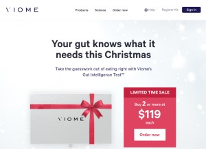 How viome.com looks like on a tablet such as an iPad.