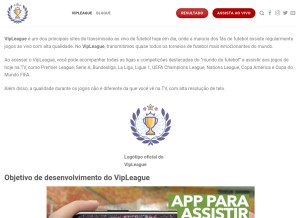 How vipleaguetv.tv looks like on a tablet such as an iPad.