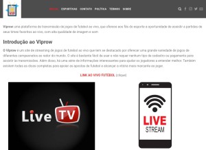 How viprow.vip looks like on a tablet such as an iPad.