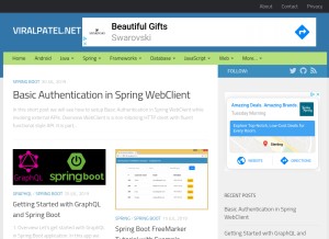 How viralpatel.net looks like on a tablet such as an iPad.
