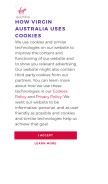 How virginaustralia.com looks like on a mobile device such as an iPhone.