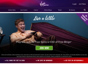 How virgingames.com looks like on a tablet such as an iPad.