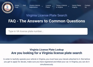 How virginialicenseplate.com looks like on a tablet such as an iPad.