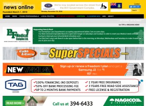 How virginislandsnewsonline.com looks like on a tablet such as an iPad.