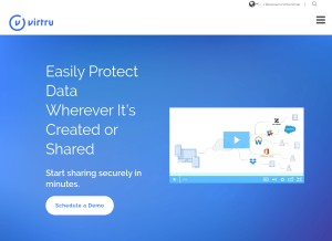 How virtru.com looks like on a tablet such as an iPad.