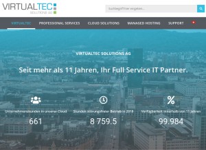 How virtualtec.ch looks like on a tablet such as an iPad.