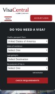 How visacentral.com looks like on a mobile device such as an iPhone.