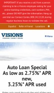 How visionsfcu.org looks like on a mobile device such as an iPhone.