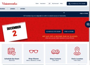 How visionworks.com looks like on a tablet such as an iPad.