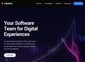 How visionx.io looks like on a tablet such as an iPad.