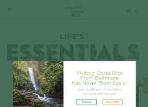 How visitcostarica.com looks like on a tablet such as an iPad.