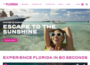 How visitflorida.com looks like on a tablet such as an iPad.