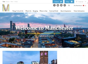 How visitmanchester.com looks like on a tablet such as an iPad.