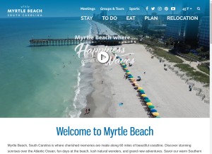 How visitmyrtlebeach.com looks like on a tablet such as an iPad.