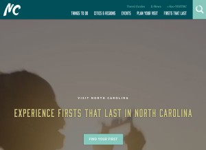 How visitnc.com looks like on a tablet such as an iPad.
