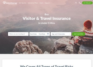 How visitorscoverage.com looks like on a tablet such as an iPad.