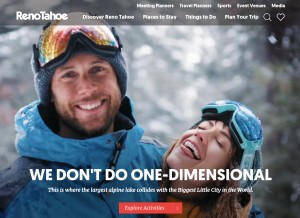 How visitrenotahoe.com looks like on a tablet such as an iPad.
