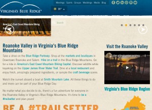 How visitroanokeva.com looks like on a tablet such as an iPad.