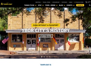 How visittampabay.com looks like on a tablet such as an iPad.