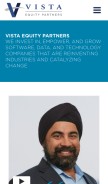 How vistaequitypartners.com looks like on a mobile device such as an iPhone.