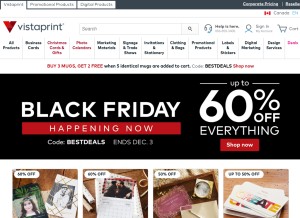 How vistaprint.ca looks like on a tablet such as an iPad.