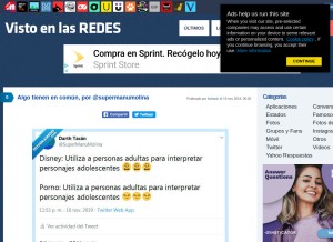 How vistoenlasredes.com looks like on a tablet such as an iPad.