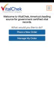 How vitalchek.com looks like on a mobile device such as an iPhone.