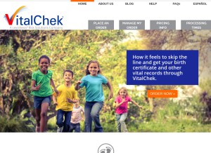 How vitalchek.com looks like on a tablet such as an iPad.