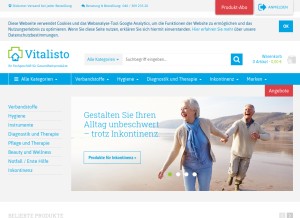 How vitalisto.de looks like on a tablet such as an iPad.