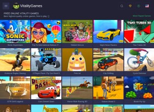 How vitalitygames.com looks like on a tablet such as an iPad.