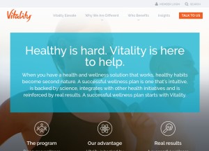 How vitalitygroup.com looks like on a tablet such as an iPad.