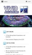 How vividaquariums.com looks like on a mobile device such as an iPhone.