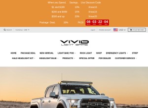 How vividlightbars.com looks like on a tablet such as an iPad.