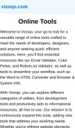 How vizoqo.com looks like on a mobile device such as an iPhone.