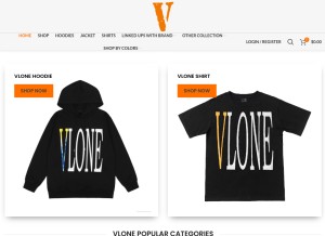 How vloneofficialshop.com looks like on a tablet such as an iPad.