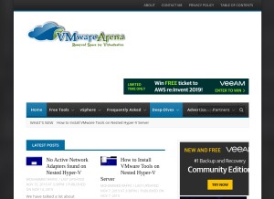 How vmwarearena.com looks like on a tablet such as an iPad.