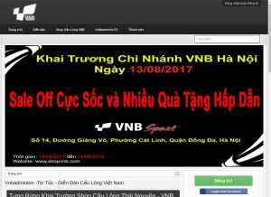 How vnbadminton.com looks like on a tablet such as an iPad.