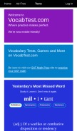 How vocabtest.com looks like on a mobile device such as an iPhone.