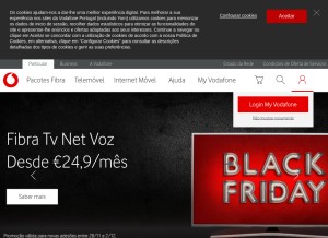 How vodafone.pt looks like on a tablet such as an iPad.