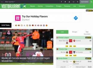 How voetbalkrant.com looks like on a tablet such as an iPad.