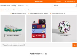 How voetbalshop.nl looks like on a tablet such as an iPad.