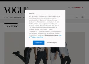 How vogue.de looks like on a tablet such as an iPad.