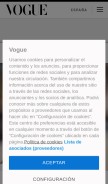 How vogue.es looks like on a mobile device such as an iPhone.