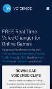 How voicemod.net looks like on a mobile device such as an iPhone.