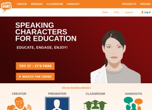 How voki.com looks like on a tablet such as an iPad.