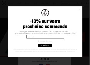 How volcom.fr looks like on a tablet such as an iPad.