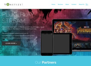 How vonetize.com looks like on a tablet such as an iPad.