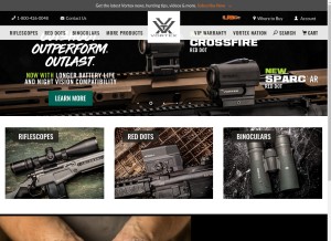 How vortexoptics.com looks like on a tablet such as an iPad.