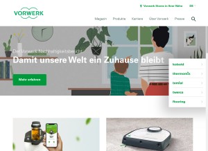 How vorwerk.de looks like on a tablet such as an iPad.